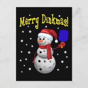 Cartão Postal Dinkmas de feliz - Snowman de Pickleball
