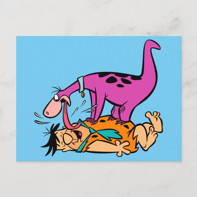 Cartão Postal Dino Licking Fred Flintstone (Frente)