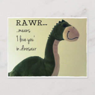 Cartão Postal Dino Postcard RAWR significa "Eu te amo" em dinoss