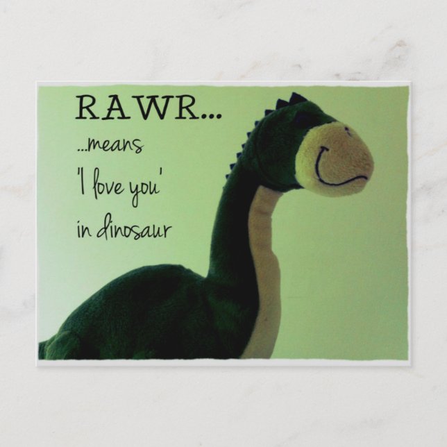 Cartão Postal Dino Postcard Rawr significa "Eu te amo em dinossa (Frente)