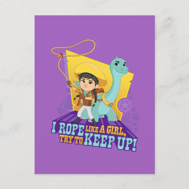 Cartão Postal Dino Ranch | Min e Clover (Frente)