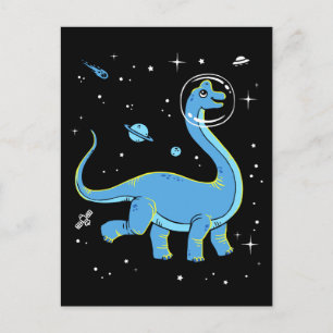 Cartão Postal Dinos Do Brachiossauro Azul No Espaço
