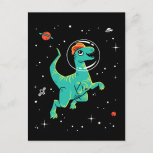 Cartão Postal Dinos Do Teal E Do Dilophossauro Laranja No Espaç