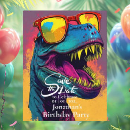 Cartão Postal Dinosaur Azul T-Rex Salvar data