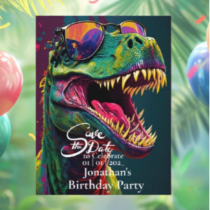 Cartão Postal Dinosaur T-Rex Verde Salvar data 