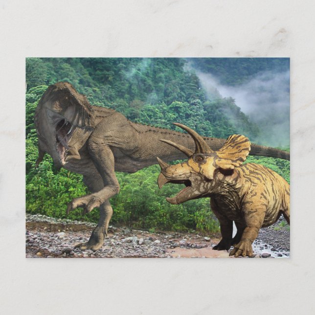 Cartão postal Dinosaur Tyrannosaurus Triceratops (Frente)