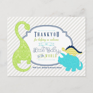 Cartão Postal Dinossaur Bebê Obrigado Cartão-Postal