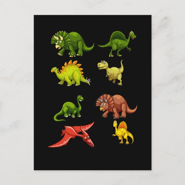 Cartão Postal Dinossaur Fan Trex Spinosaurus Boys Reptiles Dino (Frente)