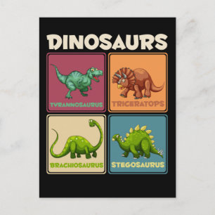 Cartão Postal Dinossaur Stegosarus T-rex Triceratops Dino
