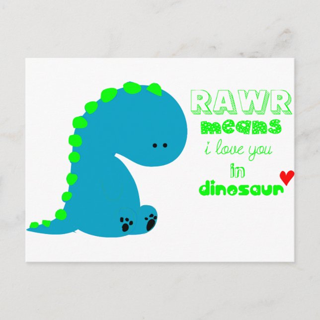Cartão Postal Dinossauro Cento RAWR (Frente)