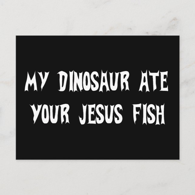 Cartão Postal Dinossauro Come Peixe Jesus (Frente)