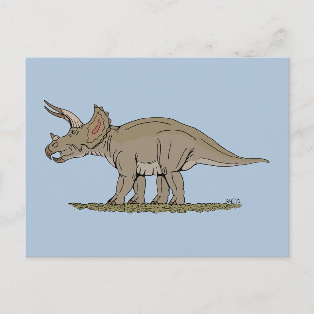 Cartão Postal Dinossauro Cretáceo Tricerátops (Frente)