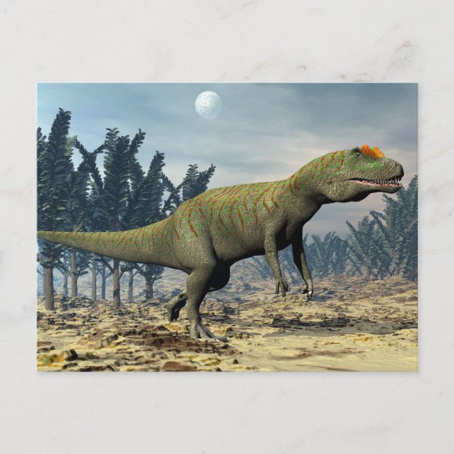 Cartão Postal Dinossauro do Allosaurus - 3D rendem (Frente)