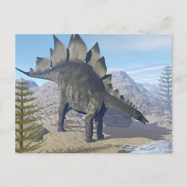 Cartão Postal dinossauro do Stegossauro - renderização 3D (Frente)