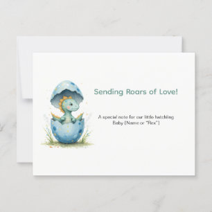 Cartão Postal Dinossauro Editável Chá de fraldas Selva Azul Dino