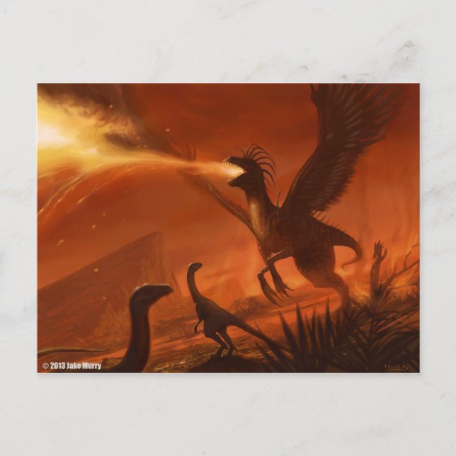Cartão Postal Dinossauro pré-histórico deRespiração por Jake (Frente)