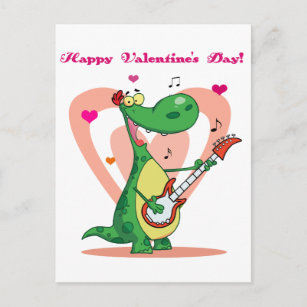 Cartão Postal Dinossauro que joga a guitarra
