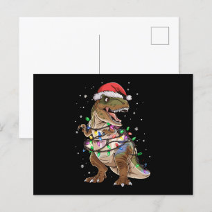Cartão Postal Dinossauro T-rex Árvore Natal Sweet Xmas Dino