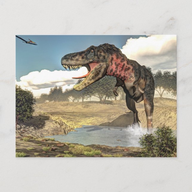 Cartão Postal Dinossauro Tarbossaurus - renderização 3D (Frente)