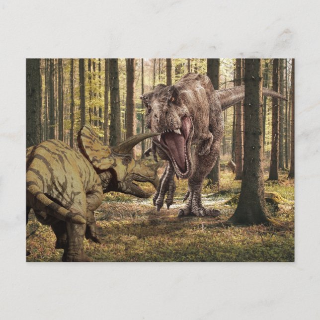 Cartão Postal Dinossauro Tyrannosaurus Triceratops (Frente)