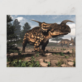 Cartão Postal Dinossauros do Einiossauro no deserto - renderizaç