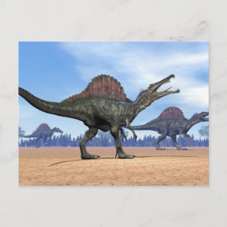 Cartão Postal Dinossauros do espinossauro caminham - renderizaçã