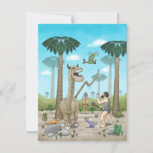 Cartão Postal Dinossauros encontram a Idade da Pedra