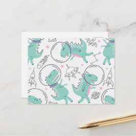 Cartão Postal Dinossauros Espaciais, Dinossauros Cutos, Navio Es