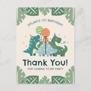 Cartão Postal Dinossauros lindos Festa de aniversário do garoto 