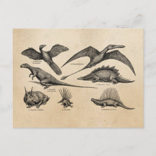 Cartão Postal Dinossauros retros da ilustração do dinossauro d