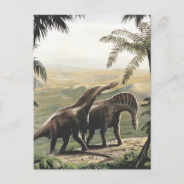 Cartão Postal Dinossauros Vintage, Amargasaurus com Palmeiras