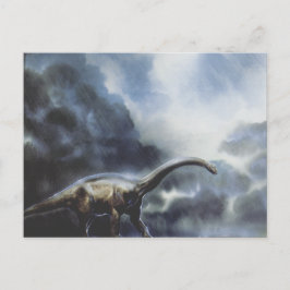 Cartão Postal Dinossauros Vintage, Barapassauro com Nuvens de Te