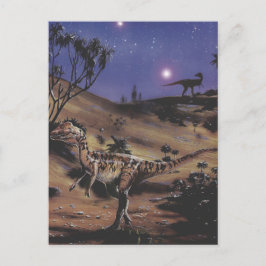 Cartão Postal Dinossauros Vintage, Dilophossauro numa Noite Estr
