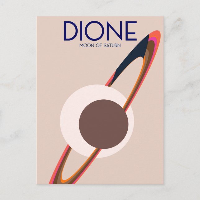 Cartão Postal Dione - Lua de Saturno Arte Espacial (Frente)