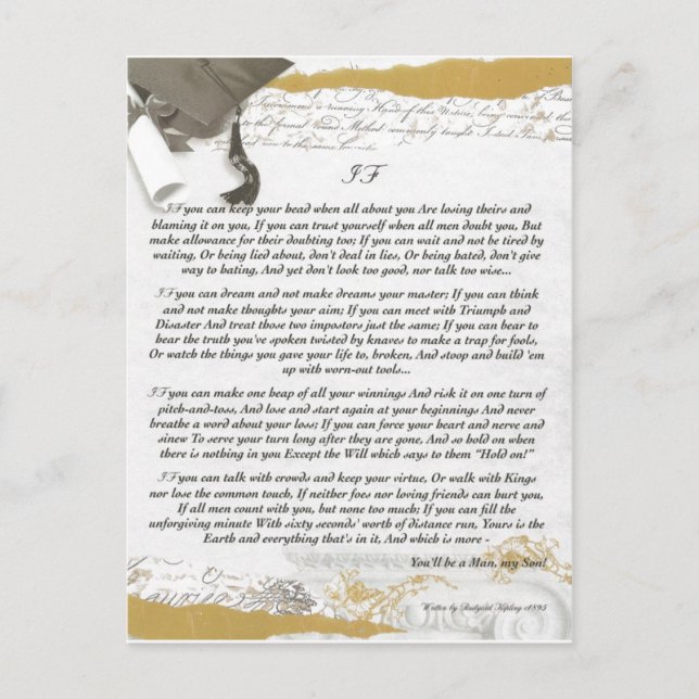 Cartão Postal Diploma de Graduação IF por Rudyard Kipling (Frente)