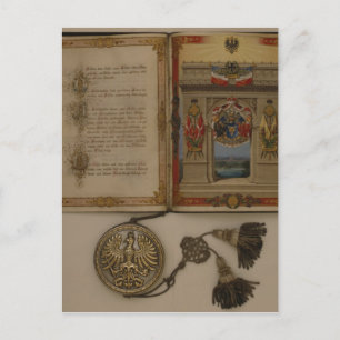 Cartão Postal Diploma do Príncipe investindo Otto von Bismarck