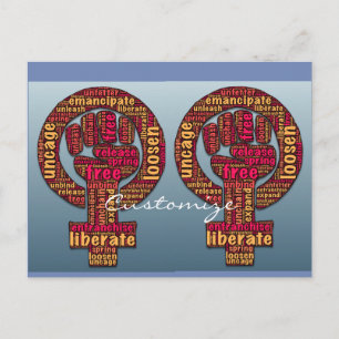 Cartão Postal direitos das mulheres 2017 levantou o punho Thunde