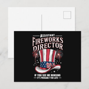 Cartão Postal Diretor Assistente de Fogos de Artifício EUA 4 de