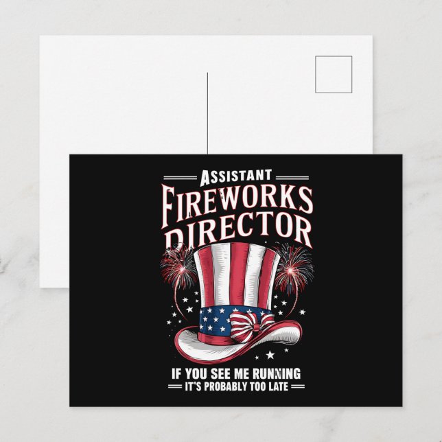 Cartão Postal Diretor Assistente de Fogos de Artifício EUA 4 de  (Frente/Verso)
