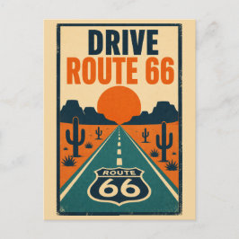 Cartão Postal Dirigir Rota 66 Vintage Americana Estrada do Deser