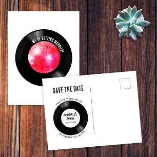 Cartão Postal Disco de Vinil Retro Bola de Discoteca Rosa Salve 
