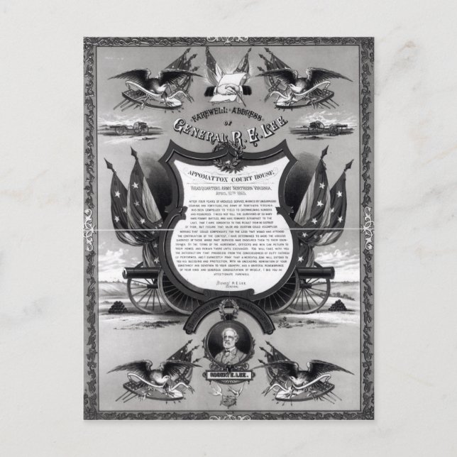 Cartão Postal Discurso de Despedida do General Robert E. Lee (Frente)