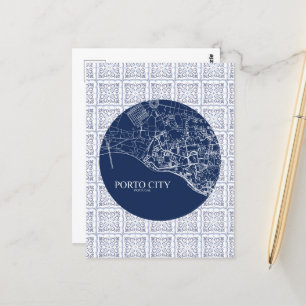 Cartão Postal Diseño personalizado de mapa de la ciudad de Porto