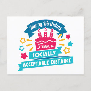 Cartão Postal Distância Socialmente Aceitável Aniversário