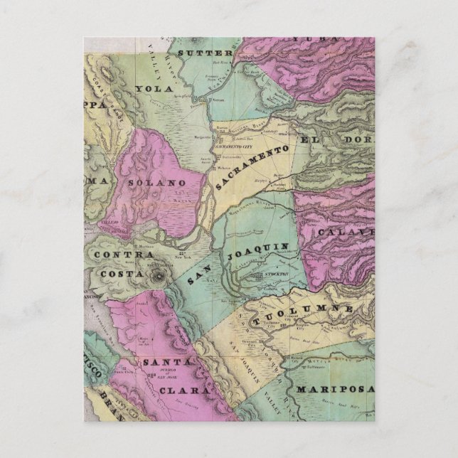Cartão Postal Distrito de Mineração da Califórnia (Frente)