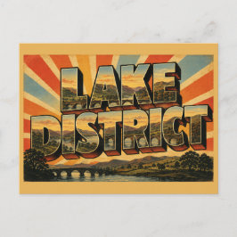Cartão Postal Distrito dos Lagos Inglaterra Arte de Viagem Vinta