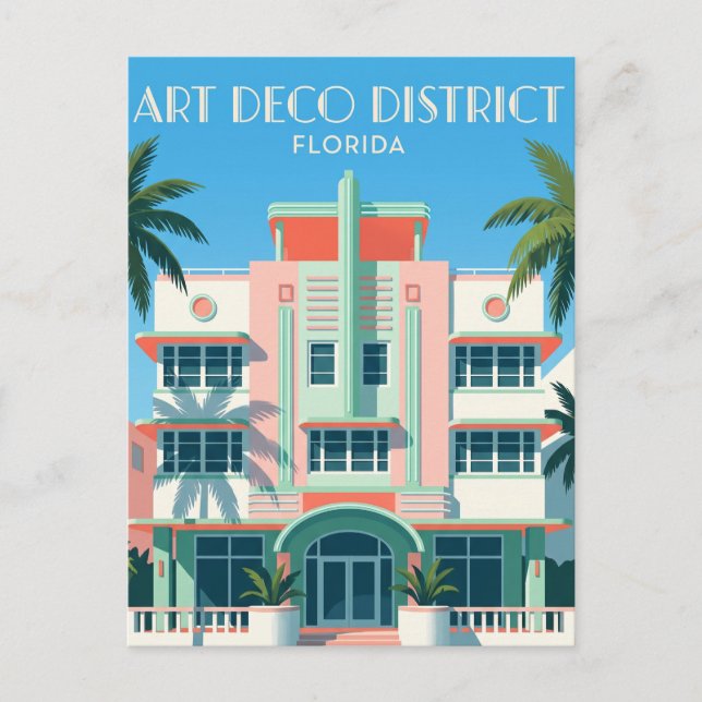 Cartão Postal Distrito Histórico Art Déco EUA (Frente)