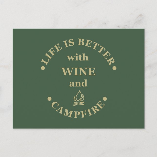 Cartão Postal Ditas engraçadas de acampamento e vinho (Frente)