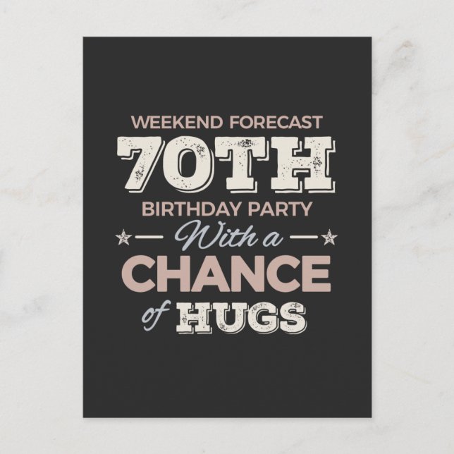 Cartão Postal Ditos engraçados de aniversário de 70 anos (Frente)