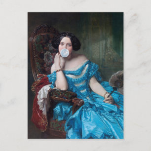 Cartão Postal Diva de chiclete em cetim azul
